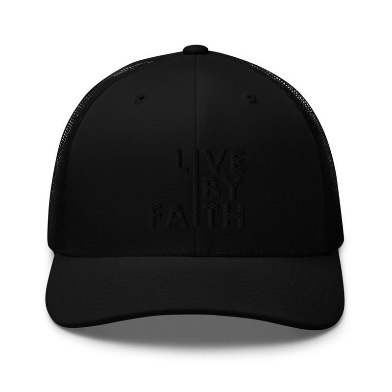 Live By Faith • BLACKOUT Trucker Hat